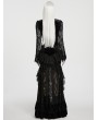 Punk Rave Black Gothic Layered Ruffles Lace Mermaid Maxi Skirt