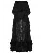 Punk Rave Black Gothic Layered Ruffles Lace Mermaid Maxi Skirt