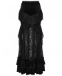 Punk Rave Black Gothic Layered Ruffles Lace Mermaid Maxi Skirt