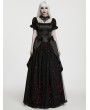 Punk Rave Black and Red Gorgeous Rose Sequin Beaded Gothic Party Dress