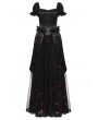 Punk Rave Black and Red Gorgeous Rose Sequin Beaded Gothic Party Dress