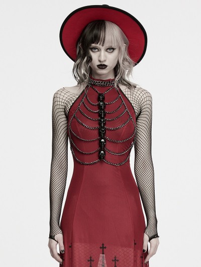 Punk Rave Black Gothic Punk Skeleton Body Chain Harness