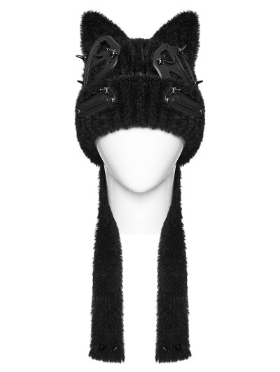 Punk Rave Black Gothic Punk Cat Ear Futuristic Hat