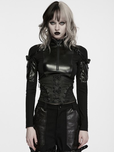 Punk Rave Black Gothic Punk Eyelets Pin Visual Corset Belt