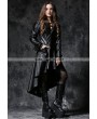 Dark in Love Black Gothic Leather Dovetail Robe Jacket with Eyelets Cap
