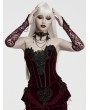 Punk Rave Red Gothic Crystal Beaded Lace Gloves