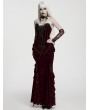 Punk Rave Red Gothic Crystal Beaded Lace Gloves