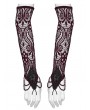 Punk Rave Red Gothic Crystal Beaded Lace Gloves