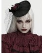 Punk Rave Black Gothic Red Rose Feather Formal Hat