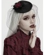 Punk Rave Black Gothic Red Rose Feather Formal Hat