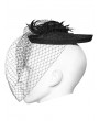 Punk Rave Black Gothic Red Rose Feather Formal Hat