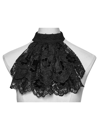 Punk Rave Black Retro Gothic Floral Lace Collar