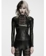 Punk Rave Black Gothic Punk Faux Leather T-Shirt for Women