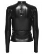 Punk Rave Black Gothic Punk Faux Leather T-Shirt for Women