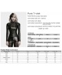 Punk Rave Black Gothic Punk Faux Leather T-Shirt for Women