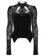 Punk Rave Black Gothic Gorgeous Embossed Velvet Shirt for Women