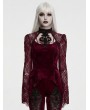 Punk Rave Red Gothic Gorgeous Embossed Velvet Shirt for Women