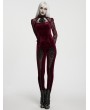Punk Rave Red Gothic Gorgeous Embossed Velvet Shirt for Women