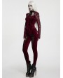 Punk Rave Red Gothic Gorgeous Embossed Velvet Shirt for Women