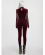 Punk Rave Red Gothic Gorgeous Embossed Velvet Shirt for Women