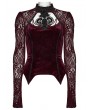 Punk Rave Red Gothic Gorgeous Embossed Velvet Shirt for Women