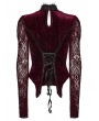 Punk Rave Red Gothic Gorgeous Embossed Velvet Shirt for Women