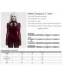 Punk Rave Red Gothic Gorgeous Embossed Velvet Shirt for Women