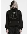 Punk Rave Black Gothic Punk Handsome Stand Collar Sweatshirt for Women