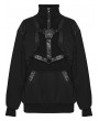 Punk Rave Black Gothic Punk Handsome Stand Collar Sweatshirt for Women