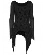 Punk Rave Black Gothic Rose Printed Asymmetric T-Shirt for Women