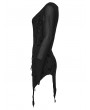 Punk Rave Black Gothic Rose Printed Asymmetric T-Shirt for Women
