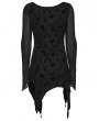 Punk Rave Black Gothic Rose Printed Asymmetric T-Shirt for Women