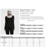 Punk Rave Black Gothic Rose Printed Asymmetric T-Shirt for Women