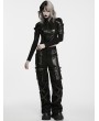 Punk Rave Black Gothic Punk Dark Functional Crop Top for Women