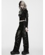 Punk Rave Black Gothic Punk Dark Functional Crop Top for Women