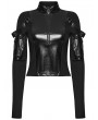 Punk Rave Black Gothic Punk Dark Functional Crop Top for Women