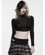Punk Rave Black Gothic Wasteland Cropped T-Shirt for Women
