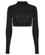 Punk Rave Black Gothic Wasteland Cropped T-Shirt for Women