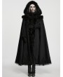 Punk Rave Black Gothic Plush Trim Woolen Hooded Cloak for Women