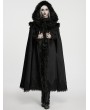 Punk Rave Black Gothic Plush Trim Woolen Hooded Cloak for Women