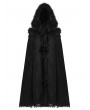 Punk Rave Black Gothic Plush Trim Woolen Hooded Cloak for Women