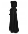 Punk Rave Black Gothic Plush Trim Woolen Hooded Cloak for Women
