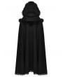 Punk Rave Black Gothic Plush Trim Woolen Hooded Cloak for Women
