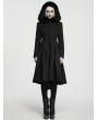 Punk Rave Black Elegant Gothic Fur Hood Coat for Women