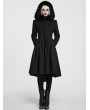 Punk Rave Black Elegant Gothic Fur Hood Coat for Women