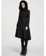 Punk Rave Black Elegant Gothic Fur Hood Coat for Women