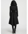 Punk Rave Black Elegant Gothic Fur Hood Coat for Women