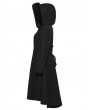 Punk Rave Black Elegant Gothic Fur Hood Coat for Women