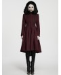 Punk Rave Red Elegant Gothic Fur Hood Coat for Women