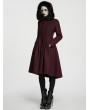 Punk Rave Red Elegant Gothic Fur Hood Coat for Women